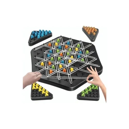 Image of ROSTON Triggle games with rubber band Large Size Chain Triangle Chess Game, Triggle Game, Board Games for Family Game Ni