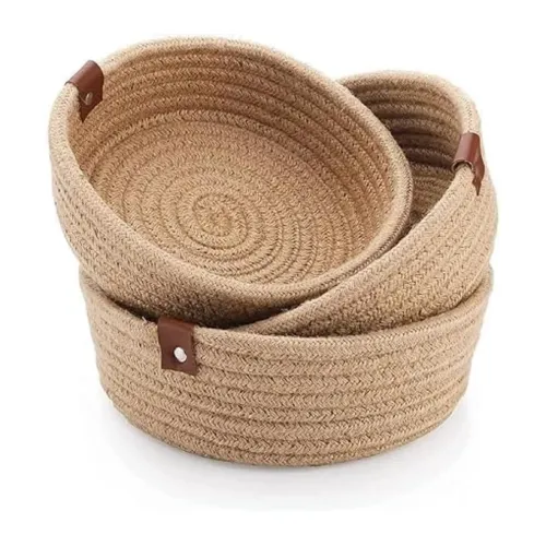 Image of Round Jute Basket Set of 3
