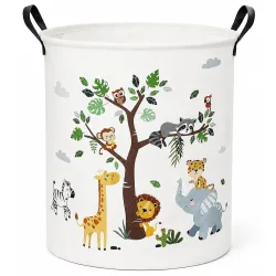 Round Panda Print Laundry Hamper Storage Basket