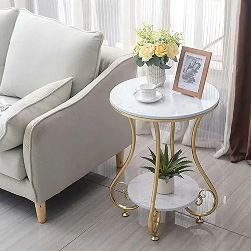Image of Round Side Table Gold Metal Frame