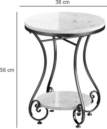 Image of Round Side Table Gold Metal Frame, 2 Tier 