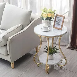 Round Side Table Gold Metal Frame