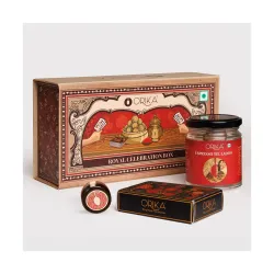 Royal Celebration Gift Box | Luxury Indian Gift Hamper with Kashmiri Pampore Saffron 0.25g, Espresso Till Laddoo 70g & Premium Playing Card Deck | Festive, Diwali & Wedding Gift