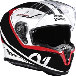 ROYAL ENFIELD 650 Full Face ISI, DOT & ECE 22.06 Certified with Graphics Motorbike Helmet (White)