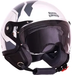 ROYAL ENFIELD AirForce 1 1901 Open Face with Visor | ISI & DOT Certified | For Men & Women Motorbike Helmet (Grey)