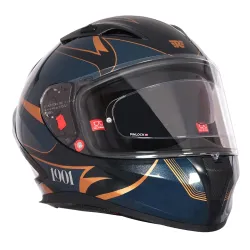 Royal Enfield SPEEDX Full FACE Jinx with Sun Visor & aerodynamic Spoiler | Certification: ISI & DOT | Liner: Dual EPS Expanded Polystyrene| UV Treated Surface | Polygiene Fabric DEEP Teal (L...