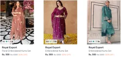 Royal exports kurta sets at 83% Discount