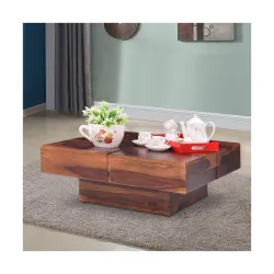 Royaloak Atom Elegant Sheesham Solid Wood Square Coffee Table