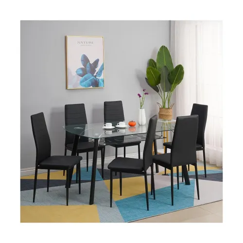 Image of Royaloak Penang 6-Seater Glass Dining Set