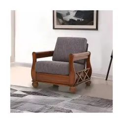 Royaloak Texas American Wooden Sofa 1S | Solid Wood | Fabric Cushion