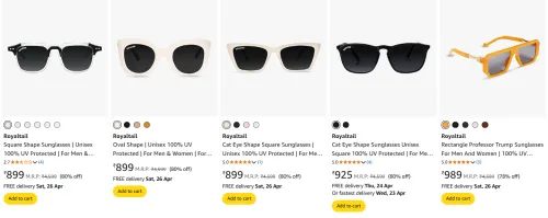 Image of Royaltail Men's Sunglasses at minimum 70% Off