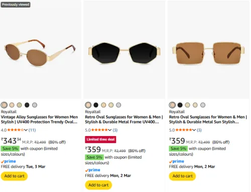 Image of Royaltail Sunglasses Starting @ ₹325 | Upto 86% Discount