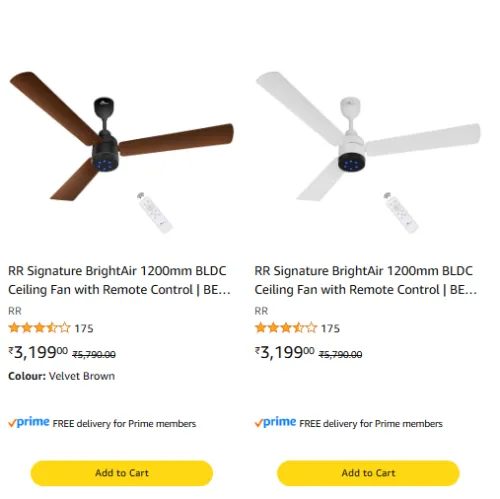 Image of RR Signature BrightAir 1200mm BLDC Ceiling Fan with Remote