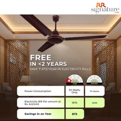 RR Signature Morpheus1200MM Star-rated BEE Certified Energy Efficient 52-Watt High Speed Ceiling Fan (Brown)