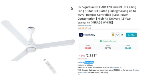 Image of RR Signature NEOAIR 1200mm BLDC Ceiling Fan