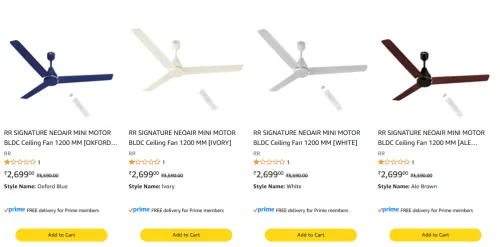 Image of RR Signature NeoAir Mini BLDC Ceiling Fan 1200mm