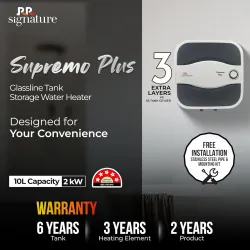 RR Signature Supremo Plus 10L Storage Water Heater |Glass Line Tank|8 Bar, High Rise Buildings |2 Yr Warranty on Product