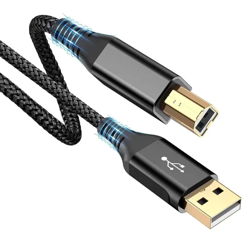 Image of rts High Speed USB 2.0 Printer Cable (2M 6.6 Feet) USB-A to USB-B Cable, Nylon Braided Scanner Printer Cord For HP Canon