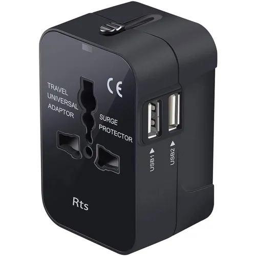 Image of rts Universal Travel Adapter Wall Charger with USB Ports 