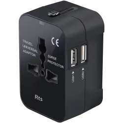 rts USB Universal Travel Adapter Travel Accessories with Multi Type Power Outlet USB 2.1A