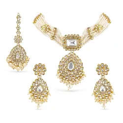Rubans Gold Plated Kundan Bridal Choker Jewellery Set with Earrings