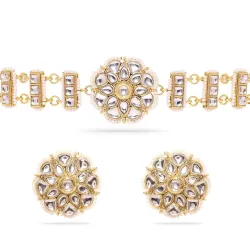 Rubans Gold Plated Kundan Traditional Choker Set with Earrings for Women
