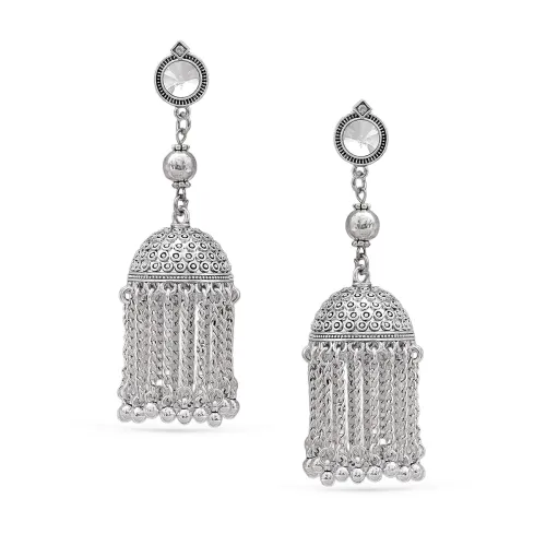 Image of Rubans Oxidised Ghungroo Jhumka Earrings Women