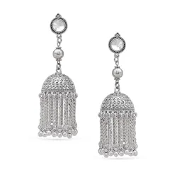 Rubans Oxidised Ghungroo Jhumka Earrings Women