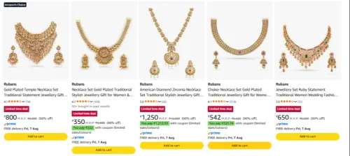 Image of Rubans Women's Necklace Set upto 90% Discount