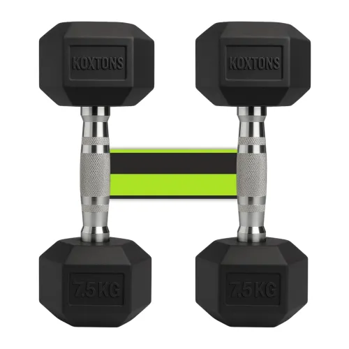 Image of Rubber Coated Hex Dumbbell Set (15kg Pair / 7.5kg x 2)