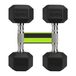 Rubber Coated Hex Dumbbell Set (15kg Pair / 7.5kg x 2)
