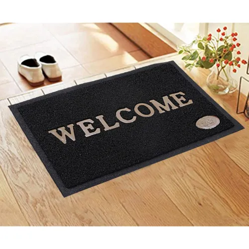 Image of BENAVJI Rubber Water Absorbing Door Mat 16x24 Inch Black | Anti-Slip Entrance Floor Mat for Home & Office