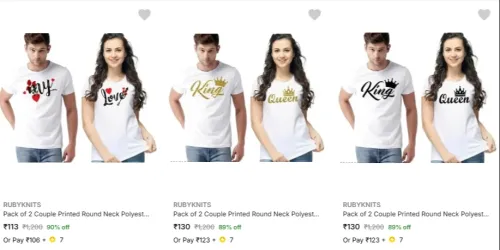 Image of Rubyknits Couple T Shirts Starting @ ₹113 