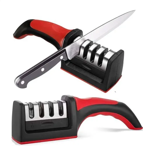 Image of Rudr 3-Stage Knife Sharpener- Professional Knife Sharpening Tool for Knife Sharpning Knife Sharpening Steel  (Plastic)