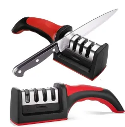 Rudr 3-Stage Knife Sharpener- Professional Knife Sharpening Tool for Knife Sharpning Knife Sharpening Steel  (Plastic)