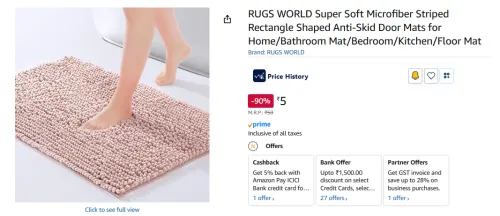 Image of RUGS WORLD Super Soft Microfiber Striped