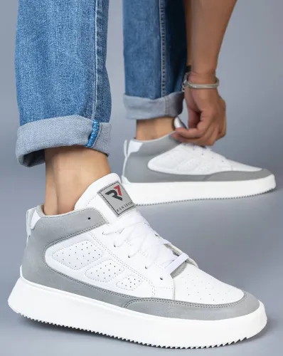 Image of RUN SEVEN  High Top Lace High Tops For Men  (White , 8)