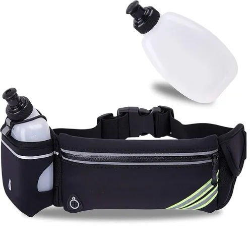 Image of Running Belt Bag with Foldable Water Bottle Holder 