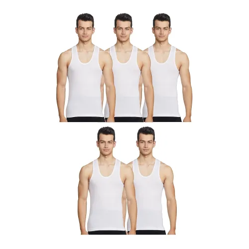 Image of Rupa Jon Sleeveless Vest for Men, 100% Cotton Material, Round Neck, Pack of 5