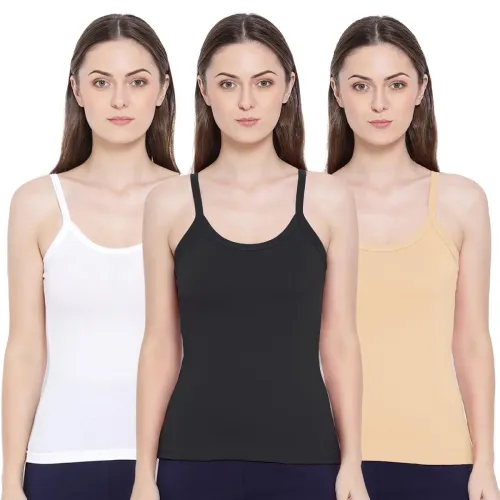Image of Rupa Softline Women Super Combed Cotton Camisole, Under-Shirt, Stretchable and Body-Hugging, Pack of 3