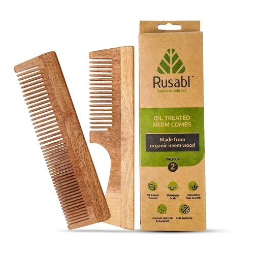 Image of Rusabl Kacchi Neem Wooden Fine Tooth Comb For Men & Women for Detangling