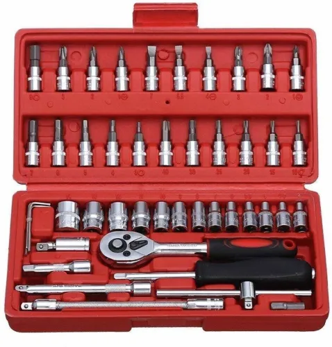 Image of Rustic 46pcs Tool Ratchet Torque Wrench Combo Tools Kit Car Repair Set Hand Tool Kit  (46 Tools)