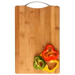 RYLAN Bamboo Chopping Board/Vegetable Cutting Board for Kitchen with Metal Handle | Natural Bamboo | Recyclable | Biodegradable (30cm X 20cm)