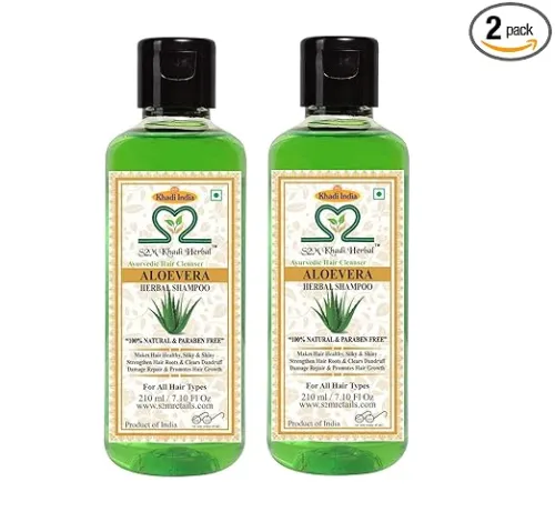Image of S2M KHADI HERBAL Ayurvedic Aloevera Shampoo 210 ml (Pack of 2)