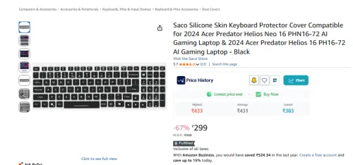 Image of Saco Silicone Skin Keyboard Protector Cover