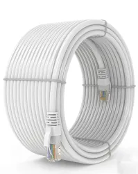 Sadow LAN Cable 50 m High Speed 50 Meter CAT-6 Network RJ45 Ethernet Patch Cord (Compatible with Desktops, Laptops, Servers, Gaming Consoles, TV, White, NA)