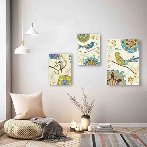 Image of SAF Love Bird Designer Set of 3 UV Textured Painting