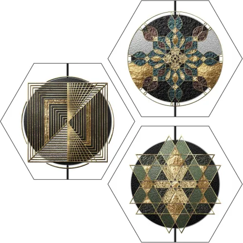 Image of SAF Modern Art Hexagon Painting Set – 3 Pcs