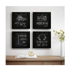 SAF paintings Set of 4 Camera, Recorder, Guitar