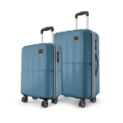 Safari Genius Theo 8 Wheels Trolley Bags (Set of 2, Pearl Blue)